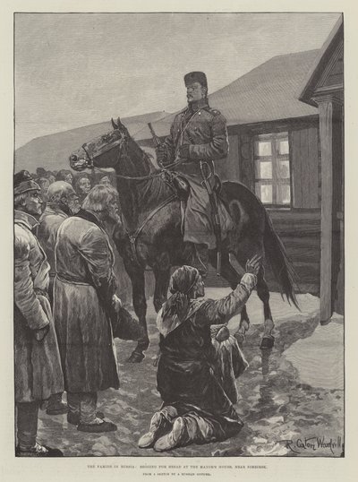 La famine en Russie, mendier du pain à la maison du maire, près de Simbirsk - Richard Caton Woodville junior