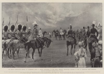 La grande revue du couronnement à Aldershot, 16 juin, la reine Alexandra, en l