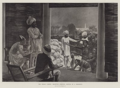 La famine en Inde, secours aux indigènes affamés dans une résidence - Richard Caton Woodville junior