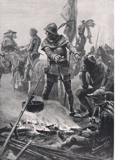 Le prince de Galles prenant congé du cardinal de Talleyrand-Périgord le matin de la bataille de Poitiers, 19 septembre 1356, illustration de British Battles on Land and Sea, publiée par Casse - Richard Caton Woodville junior