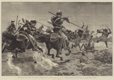 La guerre au Soudan, la bataille de Hasheen, près de Souakim, 20 mars, les 5e lanciers chargeant sur le flanc de l
