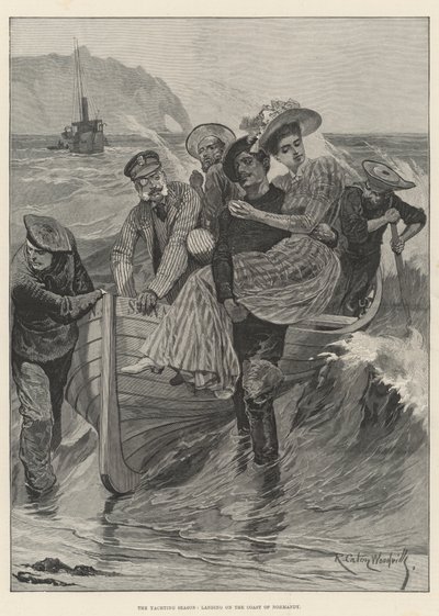 La saison de la navigation de plaisance, débarquement sur la côte de Normandie - Richard Caton Woodville junior