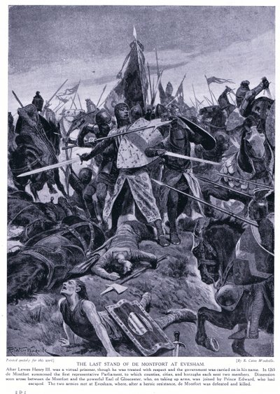 La dernière résistance de de Montford à Evesham AD1265, années 1920 - Richard Caton Woodville junior