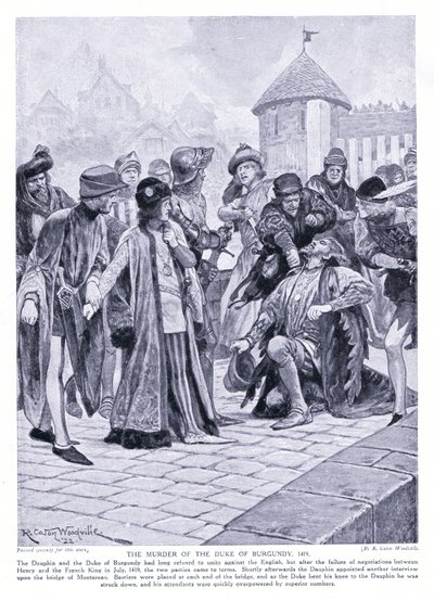 Le meurtre du duc de Bourgogne AD1419, années 1920 - Richard Caton Woodville junior