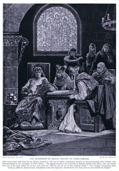 Les meurtriers de Becket partent en mission, années 1920 - Richard Caton Woodville junior