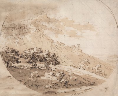 Paysage vallonné ovale - Richard Cooper the Elder