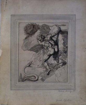 Un homme piégé entre un lion et un serpent - Richard Cosway