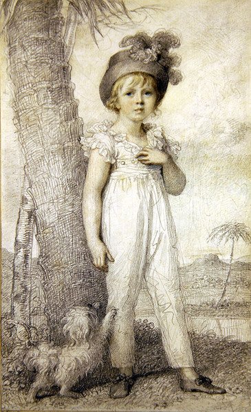 Garçon portant un chapeau à plumes - Richard Cosway