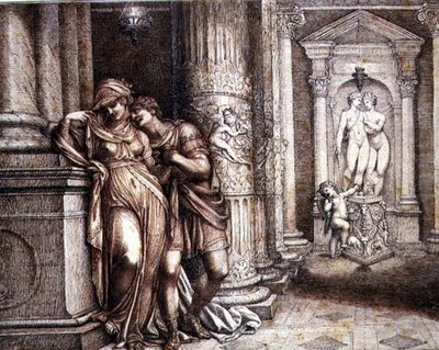 Deux Amants encouragés par Cupidon - Richard Cosway