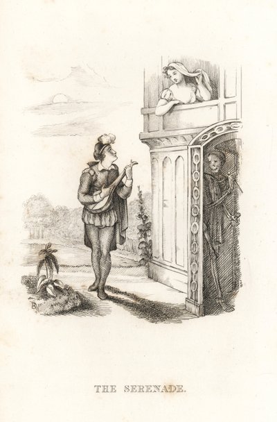 Le squelette de la Mort et le ménestrel, 1827 (gravure) - Richard Dagley