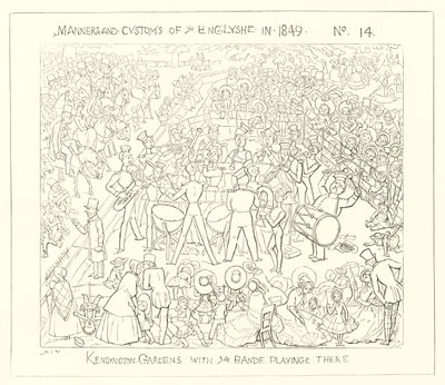 1849, Les jardins de Kensington avec le groupe jouant - Richard Doyle