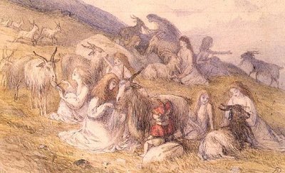 Filles peignant les barbes des chèvres - Richard Doyle