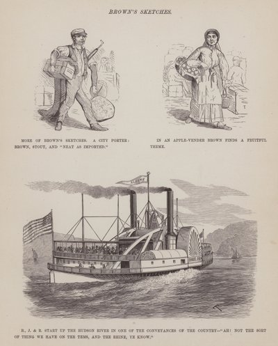 Page du Tour américain de Messieurs Brown, Jones et Robinson (gravure) - Richard Doyle