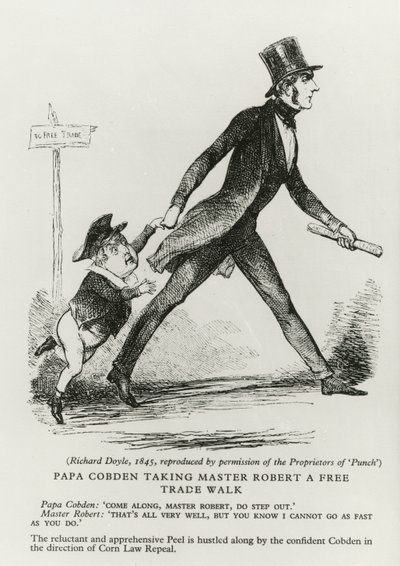 Papa Cobden emmenant Maître Robert pour une promenade de libre-échange - Richard Doyle