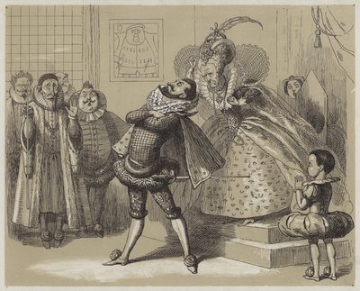 Scène frappante entre la reine Elizabeth et son favori Essex - Richard Doyle