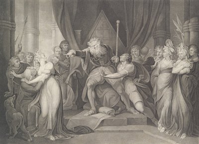 Le roi Lear chassant sa fille Cordelia, Shakespeare, première publication 1792, réédité 1852 - Richard Earlom