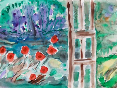 Fleurs rouges au printemps, 2021 - Richard Fox