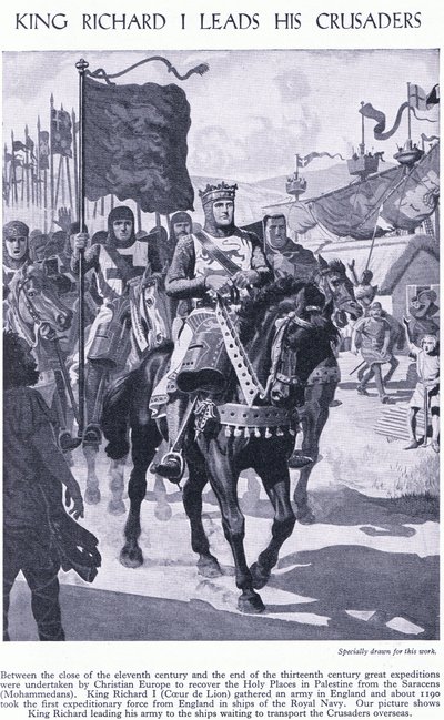 Le roi Richard Ier mène ses croisés, vers 1950 - Richard Henry Brock