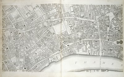 Planche du "Plan des villes de Londres et Westminster, le Borough de Southwark, et les parties adjacentes", c.1792-1799 - Richard Horwood