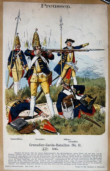 Grenadiers et officiers prussiens en 1745, c.1890 - Richard Knoetel