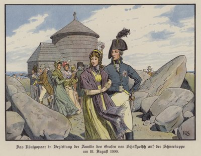 Le roi Frédéric-Guillaume III et la reine Louise de Prusse en compagnie de la famille du comte von Schaffgotsch sur le Schneekoppe, août 1800 - Richard Knotel