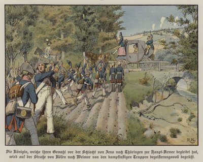 Les soldats prussiens saluent la reine Louise de Prusse alors qu