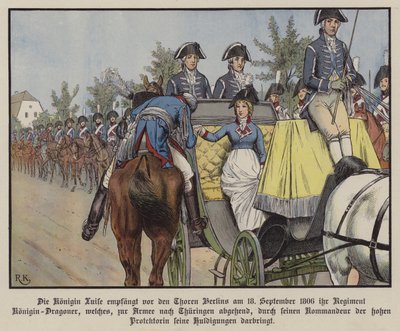 La reine Louise de Prusse passant en revue son régiment de dragons, Berlin - Richard Knotel