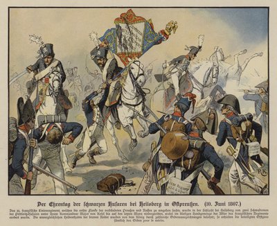 La charge des Hussards noirs à la bataille de Heilsberg, Prusse orientale - Richard Knotel