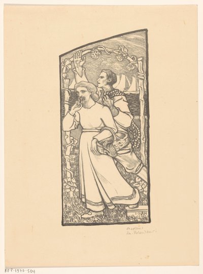 Fille avec un panier et garçon avec une corde - Richard Nicolaüs Roland Holst (signed by artist)