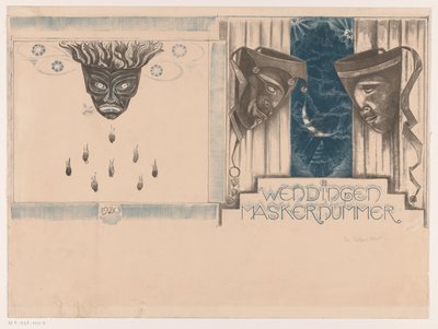 Conception de couverture pour : Wendingen, numéro de masque, 1920 - Richard Nicolaüs Roland Holst (signed by artist)