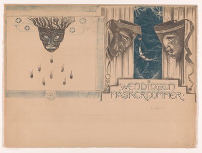 Conception de couverture pour : Wendingen, numéro de masque, 1920 - Richard Nicolaüs Roland Holst (signed by artist)