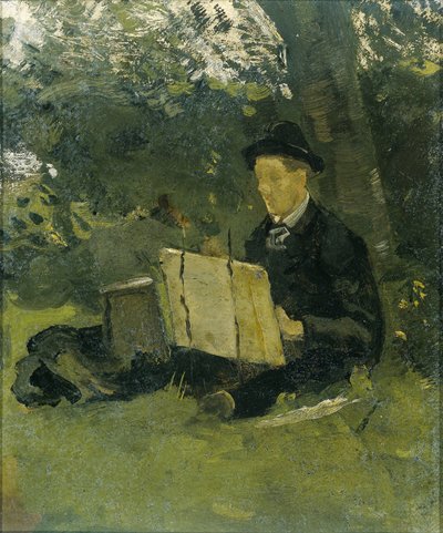 Jan Verkade (1868-1946) peignant sous un arbre à Hattem - Richard Nicolaüs Roland Holst