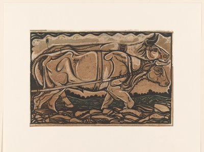 Projet de peinture pour Heidemaatschappij à Arnhem : deux bœufs de trait - Richard Nicolaüs Roland Holst