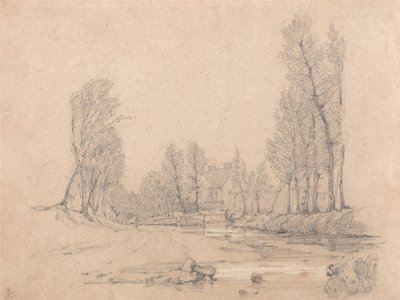 Un ruisseau boisé et une ferme en Normandie - Richard Parkes Bonington