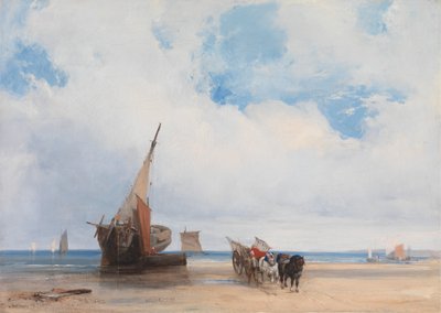 Navires échoués et une charrette près de Trouville - Richard Parkes Bonington