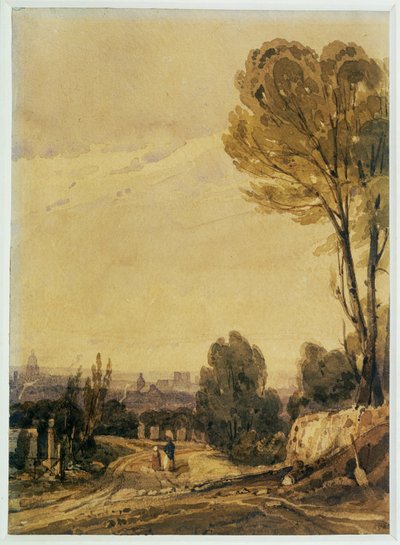 Paris vu du cimetière du Père Lachaise ... (peinture sur toile) - Richard Parkes Bonington