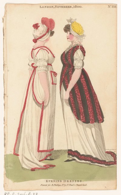 Magazine des modes féminines de Londres et Paris, Londres, novembre 1800, No. 33.1: Robes de soirée - Richard Phillips