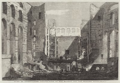 Ruines du théâtre de Covent-Garden, visite de Sa Majesté et de la princesse royale - Richard Principal Leitch