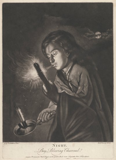 Nuit - Garçon soufflant sur du charbon - Richard Purcell
