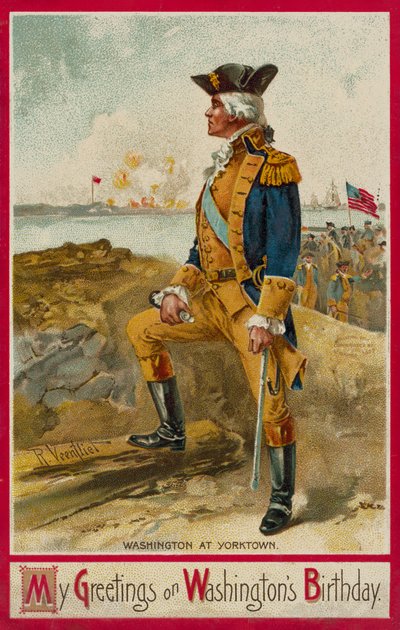 George Washington à Yorktown (chromolitho) - Richard Veenfliet