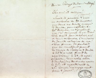 Lettre manuscrite de Richard Wagner à Luigi Mancinelli, 10 décembre - Richard Wagner