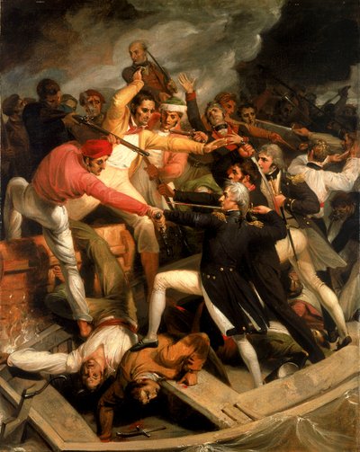 Nelson en conflit avec une chaloupe espagnole, juillet 1797 - Richard Westall