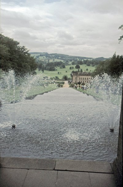 Chatsworth House depuis le sommet de la Cascade, Derbyshire, années 1980 - Richard Williams