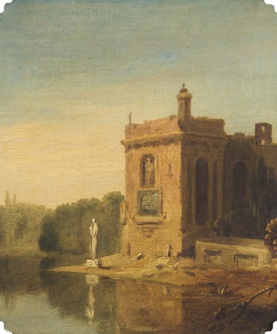 Un lac avec un pavillon et une statue, Italie - Richard Wilson