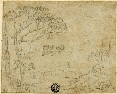 Paysage italien avec pin parasol au premier plan - Richard Wilson
