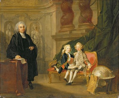 Prince George (1738-1820) et Prince Edward Augustus (1739-67) Fils de Frederick (1707-51) Prince de Galles, avec leur tuteur Dr Francis Ayscough, c.1748-49 - Richard Wilson