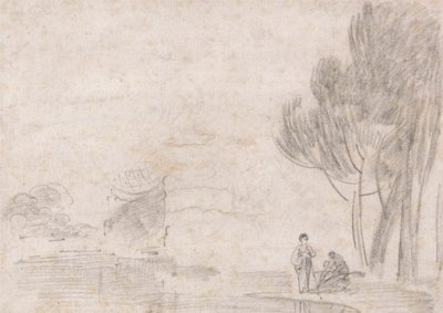 Temple en ruine de Minerve?, Deux figures sur la rive - Richard Wilson