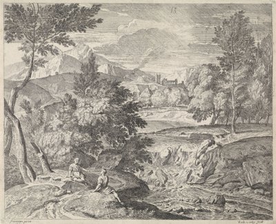 Paysage arcadien avec deux figures près d