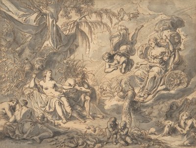 Junon sur son char visitant une jeune femme et un dieu fleuve - Richard van Orley