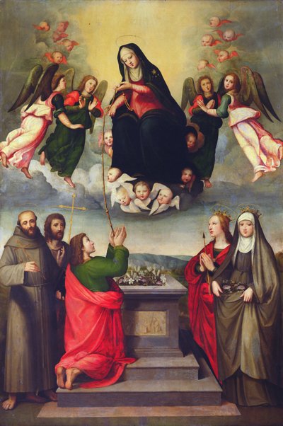La Vierge de la Ceinture Sacrée avec SS. Thomas, François, Jean-Baptiste, Ursule et Élisabeth de Hongrie - Ridolfo , Il Ghirlandaio